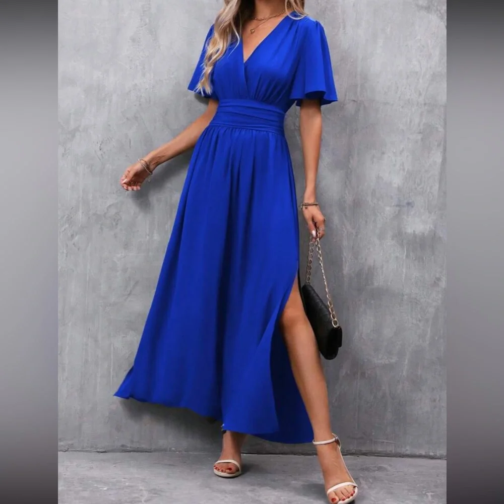 Boho butterfly sleeve slit thigh maxi dress - Picture 4 of 14